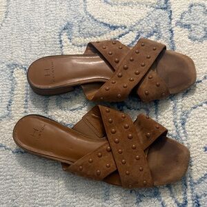 Halston Heritage Brown Textured Women's Sandals